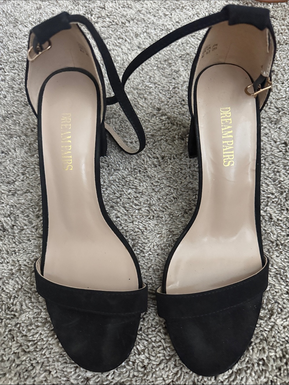 Dream Pairs Black Suede Ankle-Strap Block Heels